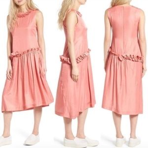 NWT $620 J‎ Koo Sleeveless Ruffle Dress in Pink Size M